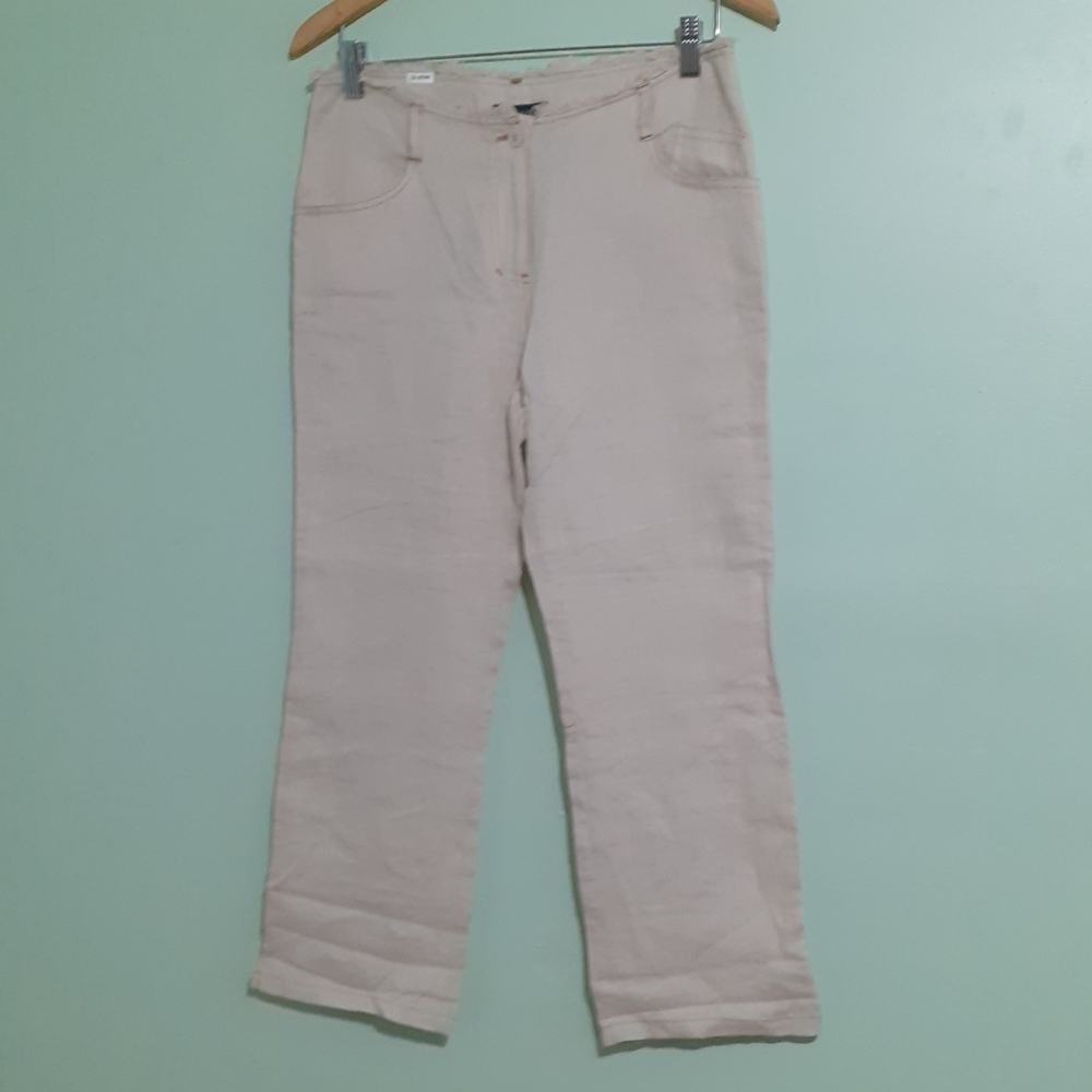 Linen pant Trouser 100% LINEN Straight Leg Pants Neutral Beige 6us Summer/Spring